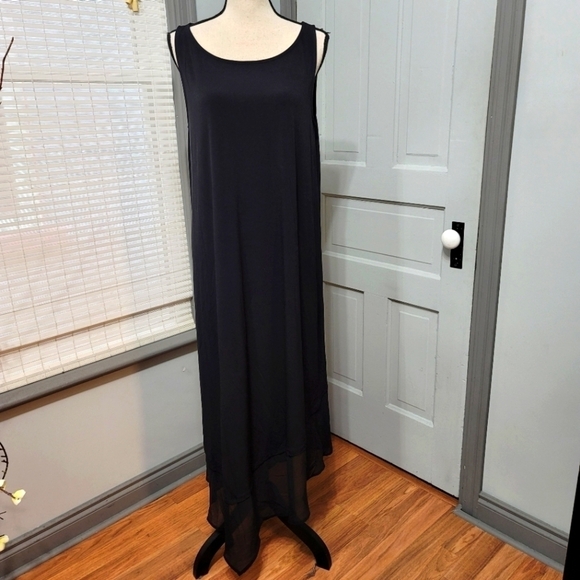 Lane Bryant Dresses & Skirts - Lane Bryant Asymmetrical Chiffon Trim Sleeveless Ponte Maxi Dress 14/16